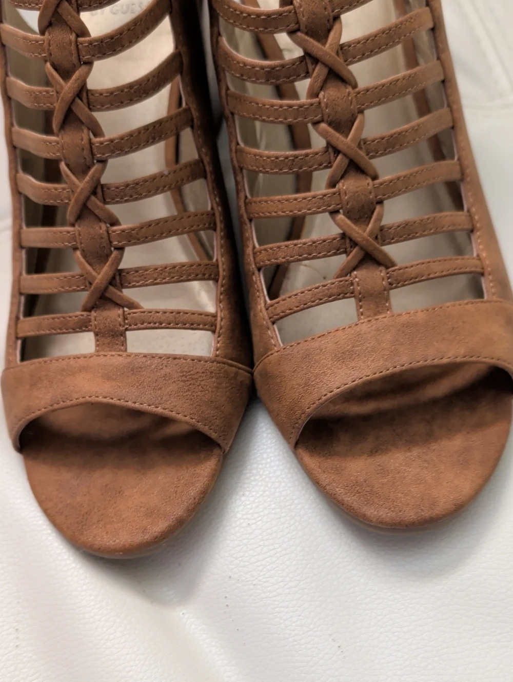 Guess Heels Sandals Size 10M Cameo Color